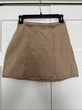 H&M Neutral Tan Denim A-Line Mini Skirt